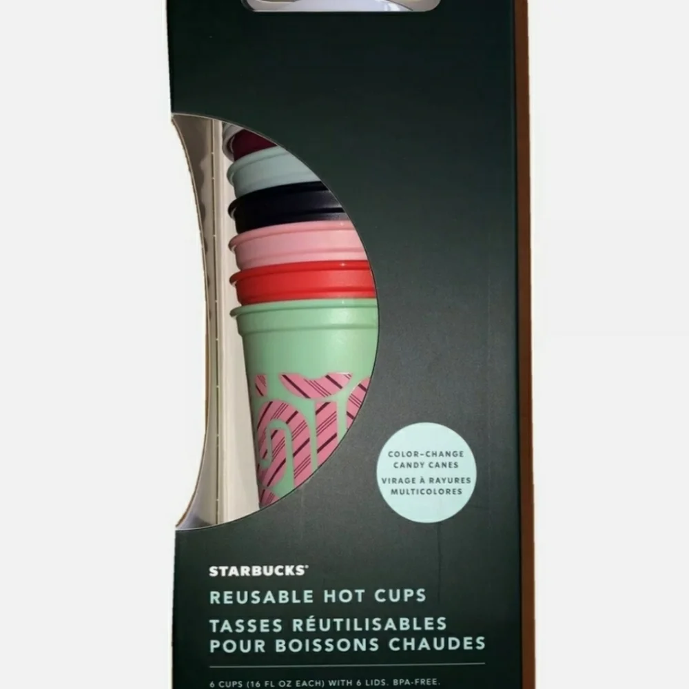 Starbucks Color Change Candy Cane 6 Pack Hot Cups 2020 NEW Christmas